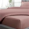 Sleepdown Lenzuolo con angoli in 100% rasatello di cotone, morbido e confortevole, 40 cm, extra profondo, 300 fili, biancheria da letto, colore: rosa cipria, super king size