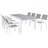 MIlani Home TRIUMPHUS - set tavolo in alluminio e teak cm 180/240 x 100 x 73 h con 8 poltrone Xanthus