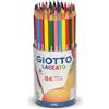 Barattolo pastelli colorati - laccato - Ø 8mm lunghezza 18cm mina Ø 3,80mm - colori assortiti - Giotto - Barattolo 84 pezzi