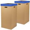 ONLY BOXES Confezione da 2 pattumiera in cartone, pattumiera con coperchio, colore blu, dimensioni 37 x 36 x 70 cm,