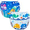 Luxja Riutilizzabile Pannolini da Nuoto (Confezione da 2), Costume Pannolino Lavabili, Impermeabile Pannolino Piscina (0-3 Anni), Balene + Pesci