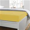 Home Tresor - Lenzuolo Sotto Matrimoniale con Angoli Elasticizzati, cm. 180x200 h. Materasso 25, 100% Puro Cotone, Prodotto Italiano, Color GIALLO