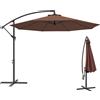 Outsunny Ombrellone da Giardino a Braccio Deluxe Inclinabile con Manovella, in Acciaio e Poliestere Φ2.95m, Marrone|Aosom