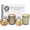 Flanacom Set di Portacandele in Vetro con Candele Incluse - Piccolo Portalumini Nobile con Decorazioni - Candelieri Effetto Lanterna - Decorazione per Matrimonio, Compleanno, Natale (Nero)