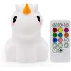 Tekemai Luce Notturna per Bambini, LED lampada con telecomando per cameretta neonato, Lampada allattamento USB Ricaricabile in Silicone, Controllo Touch, Luminosità e Colore Regolabile - Unicorno