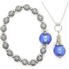 Generic Parure di gioielli con bracciale e collana in acciaio inossidabile, ematite e perle di vetro di Murano blu