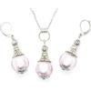 Generic Parure orecchini e collana in acciaio e perle di vetro di Murano rosa