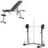 EVERFIT WBK-400 Panca da Allenamento Multiuso Piana o Inclinabile + Supporto bilanciere WBK 300 a Larghezza Regolabile