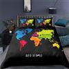 kldby Copripiumino Una Piazza e Mezza Mappa del Mondo Colorata, Set di Biancheria da Letto in Microfibra 120GSM, 1 Copri Piumone 200x200 cm con Cerniera + 2 Federe 50x80 cm