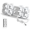 Deeyaple Orologio Parete Digitale Sveglia LED 25.2cm Snooze 3D Silenzioso Luminosità Regolabile Memoria 12/24h Data/Temperatura Controllo Remoto Luce Notturna Comodino Camera Letto Cucina Ufficio