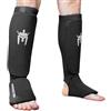Meister Protezione Tibia e protezione per il collo dei piedi in tessuto elastico MMA (coppia) - nero - L/XL