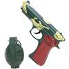 Toyland® Set di armi giocattolo con granata a mano e pistola in stile militare con luce e suono, gioco di ruolo, travestimento