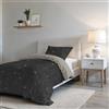 Italian Bed Linen Set Copripiumino Microfibra Fashion, Lavorato in Italia - Parure Copri Piumino - Sacco Piumone 200x200 cm con Patella e federa Cuscino, Piazza e Mezza, Stars Grigio