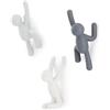 Umbra Buddy Appendiabiti da Parete, Set da 3, Grigio | Facile da montare, include viti e tasselli, per cappotti accessori e asciugamani, portata 2,2 kg, Plastica riciclata