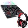 Numark Party Mix Live + HF175 - Console DJ a 2 Canali con Scheda Audio, Controlli Pad, Crossfader, Jog Wheel e Luci + Cuffie con Filo 3 m con Driver da 40 mm e Padiglioni di Alta Qualità