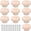 Pinsheng Pinhsheng 10 Pezzi Manopole Rotonde in Legno per Porte, Pomelli Rotondi in Legno Naturale Maniglia per Mobili Pomelli per Cassetti in Legno, Armadio Tira Maniglie con Viti 50x25mm