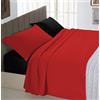 Italian Bed Linen Completo Letto 100% Cotone Natural Color, Rosso/Nero, Una Piazza e Mezza