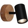 Briloner Leuchten Faretto, Lampada da Parete retrò, Vintage, Girevole e inclinabile, 1x GU10, Metallo-Legno, Nero, 90x120mm (DxA)