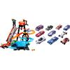 Hot Wheels Mega Autolavaggio Playset per Macchinine con Pista Selvaggia e Coccodrillo & 54886 Set Macchinine da 10 Veicoli in Scala 1:64, con Decorazioni Mozzafiato, da Collezionare