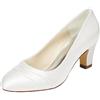 Emily Bridal Scarpe da Sposa Punta Chiusa Tacco Robusto in Raso da Donna (EU39, Avorio)