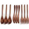 HERCHR Set di 9 Utensili in Legno, cucchiaio di legno in stile giapponese, forchetta, coltello, portatile stoviglie da viaggio, Multiuso riutilizzabile cucchiaio forchetta coltello per cucina, casa