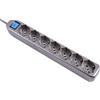 Electraline 62015 Multipresa 7 Posti Polivalenti con Interruttore e Cavo, Argento, 1.5 m