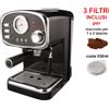 Sirge Macchina per Caffe Espresso e Cappuccino caffe in polvere e Cialde di carta con Indicatore di Temperatura e 3 filtri Cremilda