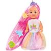 Simba 105733505 - Bambola Evi Love Rainbow Princess, con capelli lunghi, 4 clip per capelli e spazzola, 12 cm, per bambini dai 3 anni in su