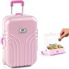 fuxunamz Salvadanaio Creativo Mini risparmio - Moderno Custodia Decorazione Desktop, Simulazione Custodia in Plastica ABS, Simpatico Trolley Scatola da Viaggio, 16x10.5x7cm (1pz Rosa)