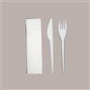 IMBALLAGGI ALIMENTARI 50 Pz Bis Posate (Forchetta+Coltello+Tovagliolo) BIO ECO C PLA