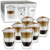 Creano Set 6 Tazze Cappuccino 400ml Doppia Parete in Vetro Borosilicato - Bicchieri Termici Isolanti per Caffè Tè Latte - Design Elegante Regalo Premium - Set: 6x 400ml DG-V (confezione da 1)