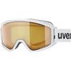 Uvex g.gl 3000 LGL, occhiali da sci unisex, privo di appannamenti, campo visivo ampliato, privo di appannamenti, white matt/lasergold lite-blue, one size