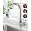 ARCORA Rubinetto da Cucina Estraibile ad Alta Pressione, Girevole a 360° con Doccetta Estraibile, Cartuccia Ceramica, Acciaio Inox, 3 Modalità di Getto, per Lavello da Cucina, Nichel Spazzolato