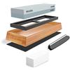 BDLLMDES Meiyijia Pietra per Affilare 2-in-1, Affilacoltelli Professionale cote Combinazione - con Stand Silicone Antiscivolo (400/1000 Grit/Set)