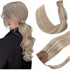 Hetto Coda Capelli Veri Extension Biondo Cenere Coda Di Cavallo Extension Capelli Veri 50 cm 100 g Coda Capelli Lisci Extension Biondo Cenere Con Biondo Decolorato #18/613