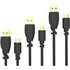 KabelDirekt - 3 x 1 m Cavo Micro-USB (USB 2.0, connettore USB-A a connettore Micro-B, per la Carica e la Sincronizzazione, Nero)
