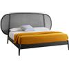MINIFORMS letto matrimoniale SHIKO WEIN per rete e materasso da 160 x 200 cm - LT20-FAGGIO-NERO-PV-NERO