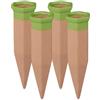 Relaxdays Set Irrigazione a Goccia, Set da 4 Coni per Piante, Innaffiatoio per Bottiglie da 1,5 Litri in Pet, Terracotta