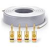 PureLink Cavo per altoparlanti SP061-010 2x2,5 mm² (rame pieno al 99,9% OFC, filo intrecciato da 0,20 mm) Cavo per altoparlanti Hi-Fi, 10 m, bianco, set con 4 spine a banana, bianca