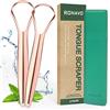 RONAVO - Raschietto pulisci lingua, in acciaio inox, per alitosi, per adulti, pulizia della lingua in pochi secondi, confezione da 2 (Rose Gold-size)
