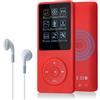 COVVY 8 GB Lettore musicale MP3 portatile da, supporta schede di memoria SD fino a 64 GB, lettore MP3 HiFi con audio senza perdita, registrazione di musica/video/voce/radio FM(8G,Rosso)