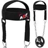AQF Allenamento Collo, Boxe & Fitness Neck Builder Straps, Supporto Allenamento Collo Pesi, Regolabile Dip Catena Cintura, Neoprene Imbottito Testa di Formazione Imbracatura