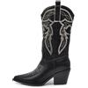 IF Fashion Cowboy Western Scarpe da Donna Stivali Camperos Texani Alti Tacco Medio Ricamati 80-7 nero N.39