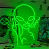 LUCUNSTAR Green Smoking Alien Insegne al neon Disprezzare il gesto Luce al neon Led Neon Wall Sign Usb o batteria Luce notturna per sala da gioco Bar Camera da letto Home Pub Festa di compleanno di Man Cave