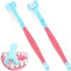 Remerry Spazzolino da Denti per Autismo a 3 Lati Spazzolino da Denti a 3 Setole Spazzolino da Viaggio a Tre Setole Avvolgente per Cura dei Denti Bambini Denti Morbidi Ad Ampio Angolo, Blu e Rosa (Blu e Rosa)