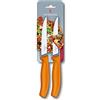 Victorinox Swiss Classic, set di due coltelli da bistecca gourmet con lama seghettata, lavabili in lavastoviglie, arancione