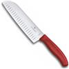 Victorinox Swiss Classic, coltello da cucina/Santoku, lama da 17 cm, intagliata, acciaio inox, inossidabile, Regalo, Rosso