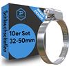 Pangaea Tech 10 fascette stringitubo in acciaio inox 32 - 50 mm - qualità professionale secondo DIN 3017 per piscina, laghetto e giardino