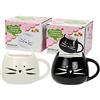 Tougo 2 Pz Tazza da Caffè di Ceramica, Caffè e Latte Tazza Regalo Perfetta per Natale e Compleanno, Bianchi e Neri, 350ml