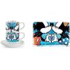 Egan PWM02I/B Set Tazze Caffe, Modello Sweet Love, Porcellana, Blu, 2 unità & LWM63/07B Set Tovagliette, Blu, 2 unità
